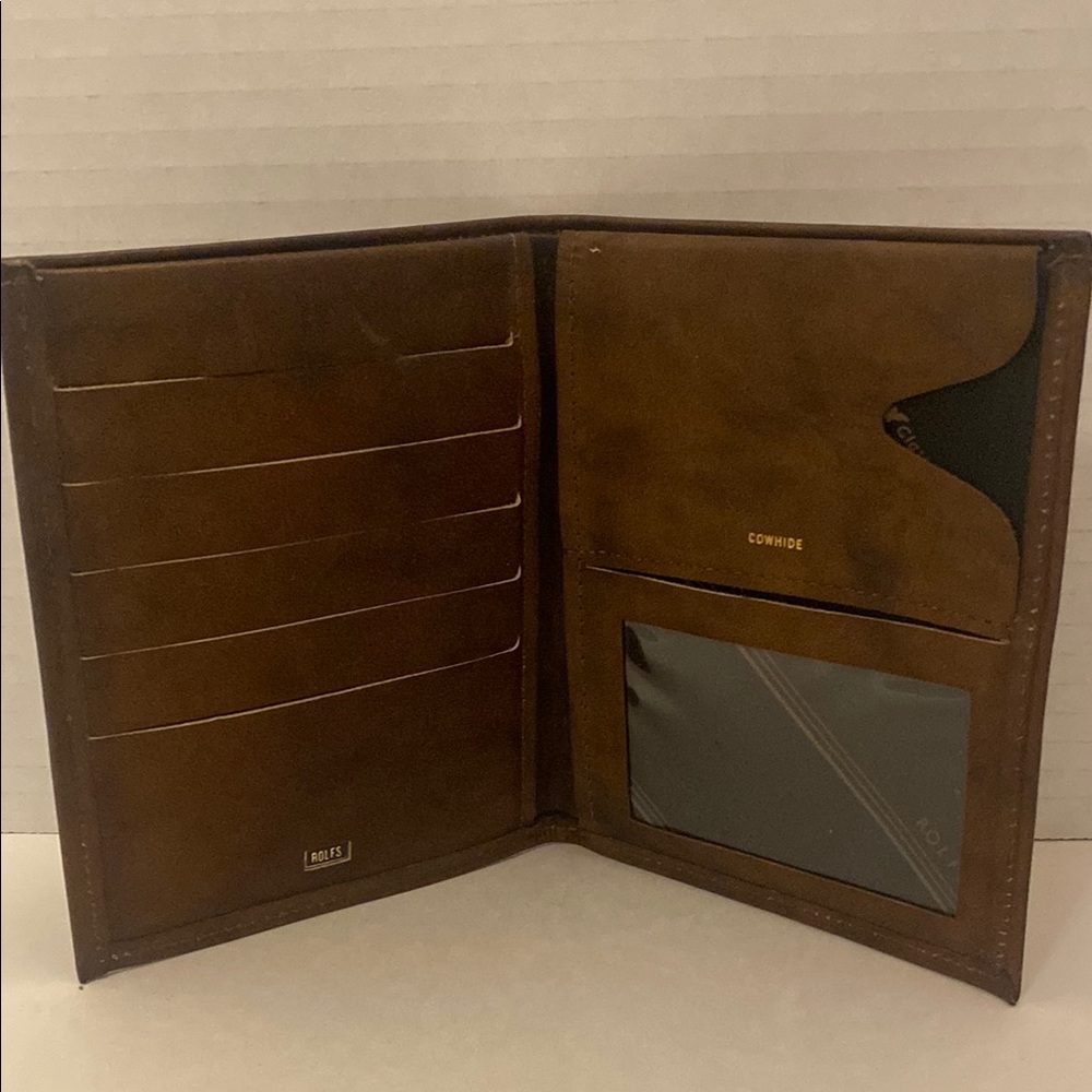 Rolfs Vintage Brown Cowhide Leather Mens Bifold Wallet Credit Card Slots NWT - Picture 2 of 8